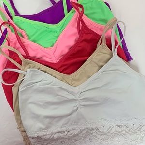 Six Pack LightWeight Lace Bra’s Adjustable Straps Pull Over Size S/M